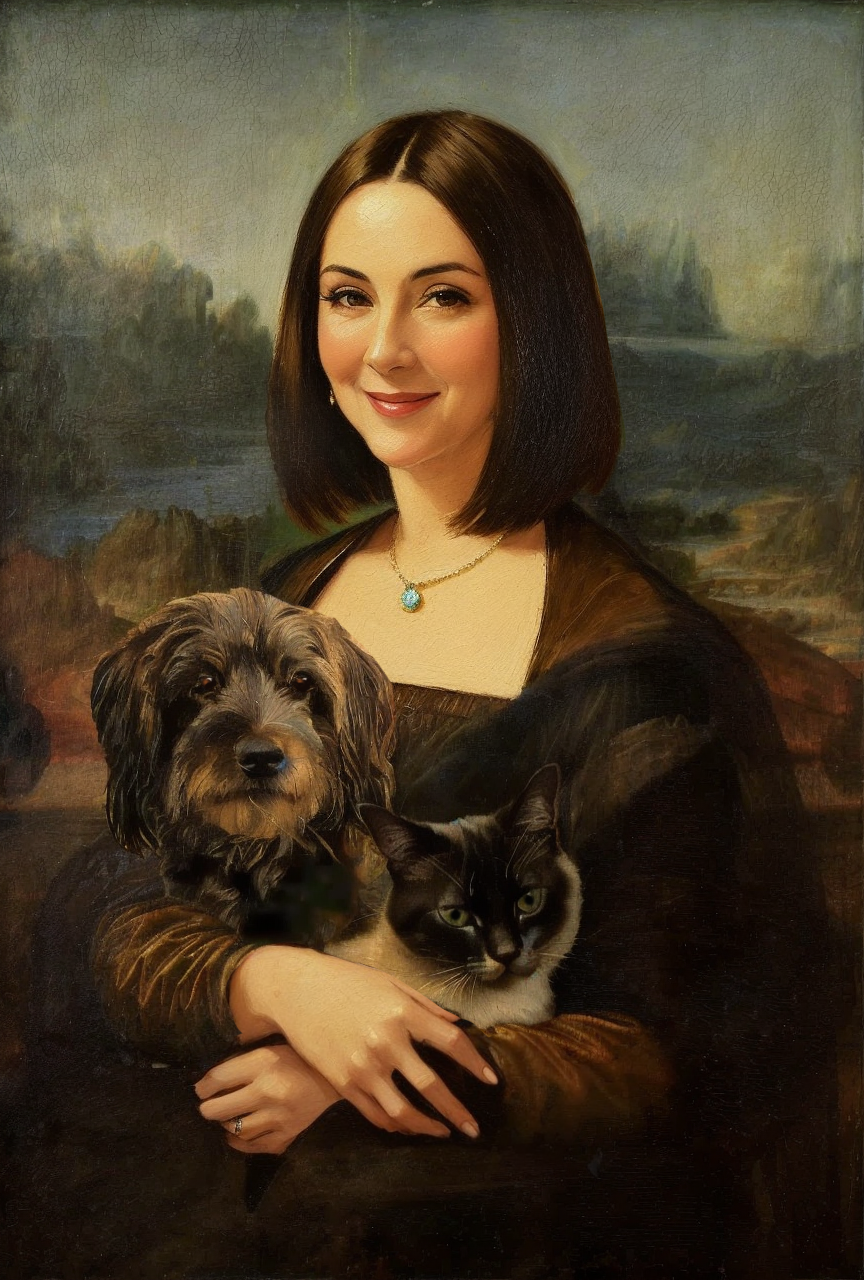 Pet mom transformed into Mona Lisa with her dog